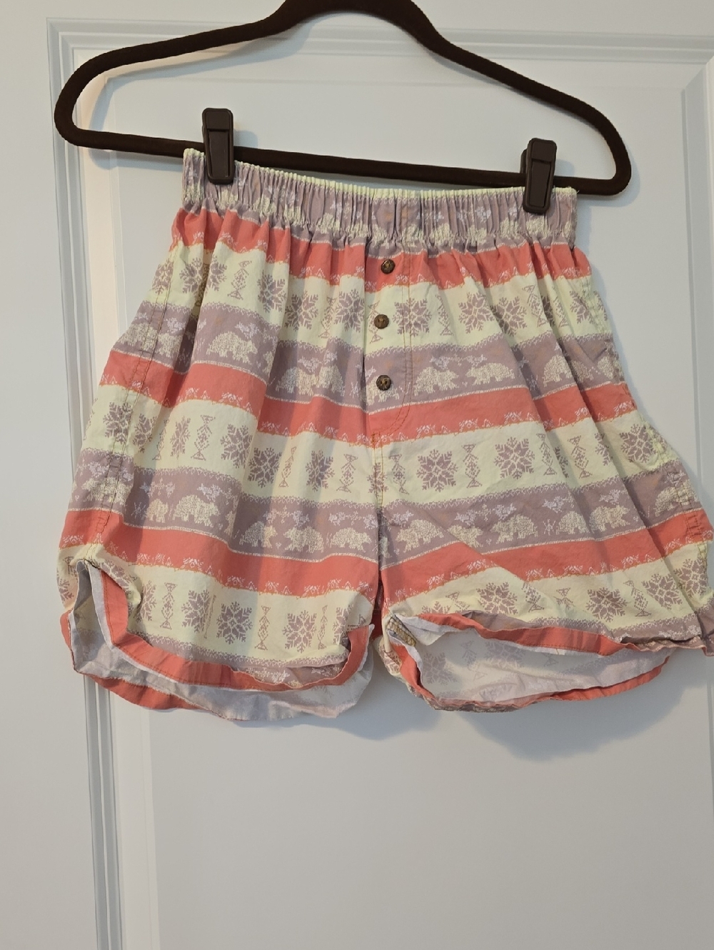Intimately By Free People High-Waist Coral & Yellow Striped PJ Shorts Size XS